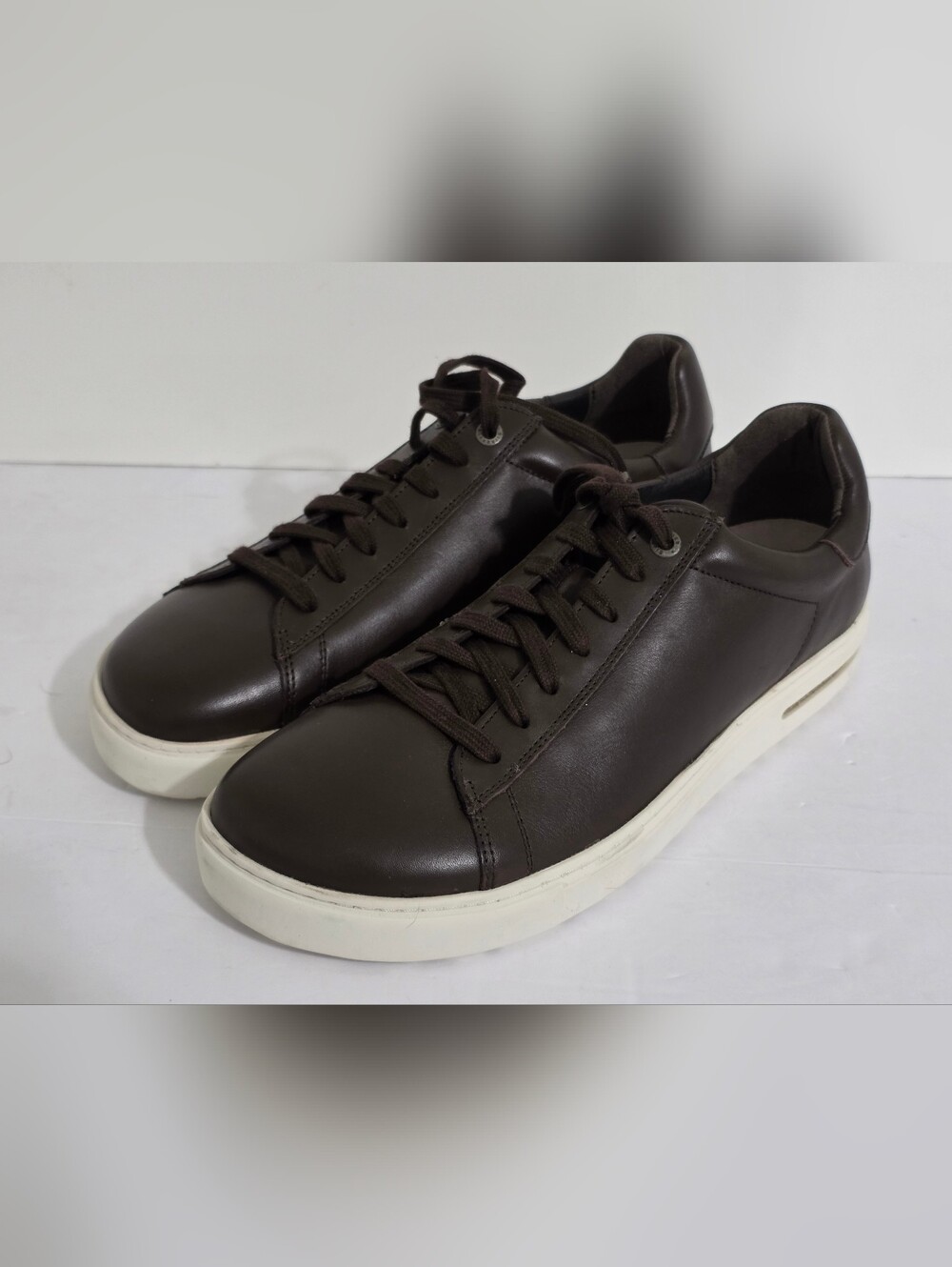 Birkenstock Men's Low-Top Leather Sneakers in Dark Brown with White Sole